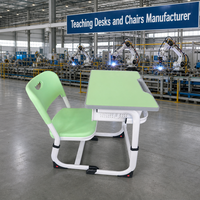 Ensemble robuste de chaise et de bureau d'étude pour étudiants, mobilier scolaire, ensemble chaise et bureau pour salle de classe, cadre réglable
