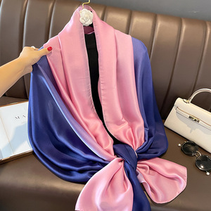 Luxo Gradiente Lenço De Seda Mulheres Marca Sólida Femme Xales Wraps Bandana Cabeça Foulard Moda Lady Hijab Casamento <span class=keywords><strong>Poncho</strong></span> <span class=keywords><strong>2025</strong></span>
