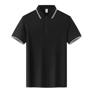 Camisa Polo Negra para Hombre, Color Sólido, Poliéster, Manga Corta, Ropa de Trabajo, Uso Diario - Product Image 1