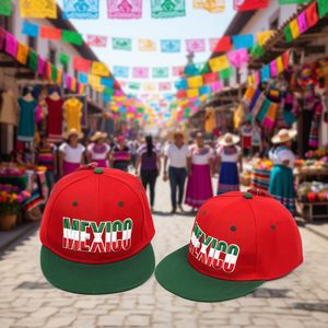 EB <b>Ethnic</b> Baseball <b>Cap</b> 6-Panel Red Green Mexico Embroidered Unisex Fitted <b>Hat</b> Casual Four Seasons Adult - Product Image 2