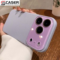 Coque de téléphone de luxe en velours mat texturé litchi pour iPhone 14-18 Series avec protection d'objectif transparente améliorée