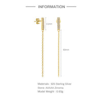 Boucles d'oreilles longues tendance coréennes QLEESI, géométriques, en argent 925, or 18 carats, pour femmes