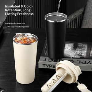 Vaso Térmico de Acero Inoxidable de 5ª Generación para Coche, Portátil con Cuerda y Pajita, Aislamiento Térmico, con Impresión - Product Image 4