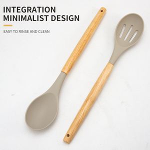 Juego <span class=keywords><strong>de</strong></span> 12 <span class=keywords><strong>utensilios</strong></span> <span class=keywords><strong>de</strong></span> <span class=keywords><strong>cocina</strong></span> <span class=keywords><strong>de</strong></span> <span class=keywords><strong>silicona</strong></span> con mango <span class=keywords><strong>de</strong></span> madera y cubo <span class=keywords><strong>de</strong></span> almacenamiento, resistentes al calor, duraderos y fáciles <span class=keywords><strong>de</strong></span> limpiar - Product Image 2