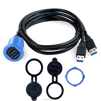 Cable USB de 3 pies 3,0 Cable de extensión de montaje en panel frontal impermeable dual con LED para coche, barco, motocicleta