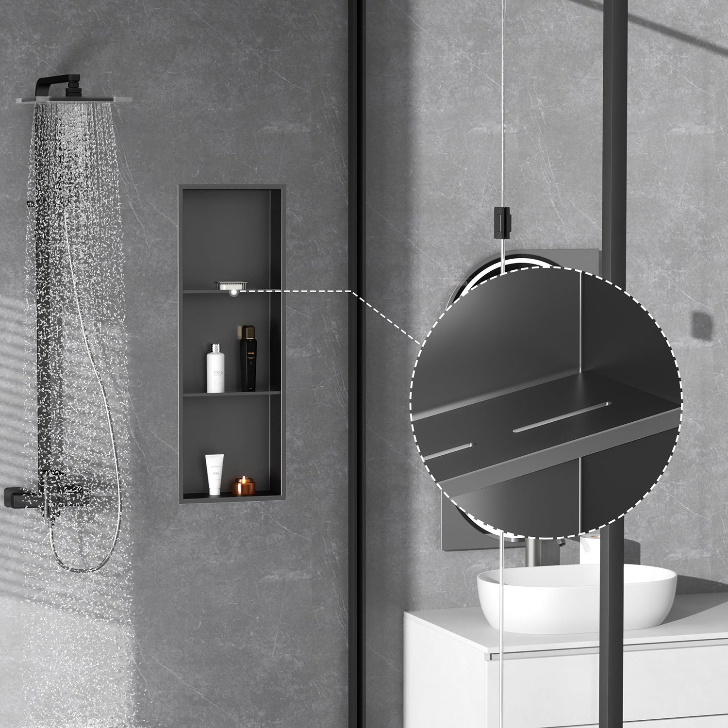 Factory Stainless Steel Niche Nicho Tile Niche Products Three Tier