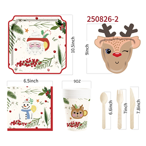 Juego de Vajilla Desechable DAMAI para Navidad, Platos de Postre con Forma de Alce, Servilletas de Papel para Decoraciones Navideñas de Interior - Product Image 5