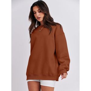 FOXA Oversized Sweatshirt Women Crewneck Drop Shoulder Fleece Casual Pullover <b>Top</b> Breathable Fall Outfits Clothes - Product Image 3