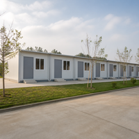 Maison préfabriquée modulaire en acier à assemblage rapide, conteneur plat 20 pieds, type rangée, pour dortoirs de travailleurs et logements de camp.