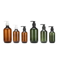 Botella de plástico PET ámbar marrón Boston 300ml/500ml/16oz Gel de ducha loción corporal acondicionador jabón vacío con bomba para champú
