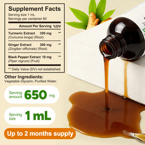 Özel Marka OEM 60ml Zerdeçal ve Zencefil Sıvı Takviye İnşapı Doğal Zerdeçal Kurkumin Ekstresi Damlaları Karabiber ile - Product Image 2