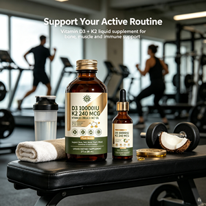 Vitamine D3 liquide en marque blanche 10000 UI, <span class=keywords><strong>K2</strong></span>, Oméga-3 et huile MCT, GMP, Soutien osseux/cardiaque/immunitaire, OEM/ODM, MOQ flexible. - Product Image 5