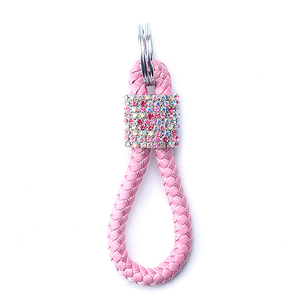 Rhinestone Leather Rope Keychain Handwoven Leather Keychain Car Keyring Pendant Accessories Luxury Diamond PU Leather <b>Key</b> <b>Chains</b> - Product Image 3
