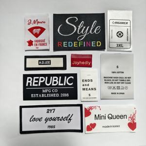 YH-haute densité conception personnalisée marque Logo impression tissé étiquette vêtement tissu privé fer sur étiquettes pour fabricant de vêtements - Product Image 5