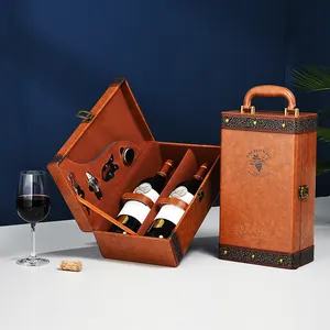 Wein Leder Geschenk box Trage tasche Hot Sale für Wein kiste