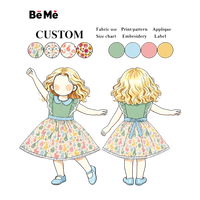 Robe d'été en mélange de coton pour enfants, style boutique, à pois, col Peter Pan, sans manches, imprimé lapin, avec nœud au dos