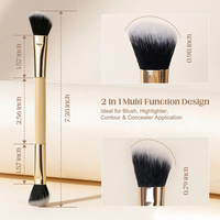 Pinceau de maquillage professionnel multifonctionnel Mophira 2026 de haute qualité, double extrémité, manche en bambou, poils synthétiques doux, logo personnalisé de luxe