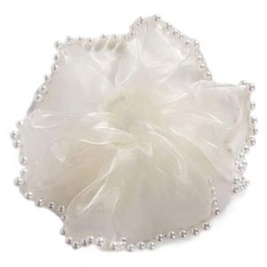 Elegant Black Mesh Hair Scrunchies Lace Pearl Hair <b>Flower</b> <b>Sweet</b> Rhinestone Hair Rope for Women Stylish Ponytail Accessories - Product Image 2