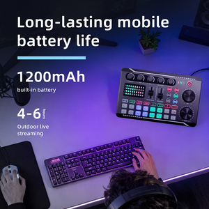 Tarjeta de Sonido EC900 RGB, Mezclador de 16 Bits y 44.1kHz, Interfaz de Audio USB con Batería de 1200mAh <span class=keywords><strong>para</strong></span> Transmisión en Vivo, <span class=keywords><strong>DJ</strong></span> y Creación de Contenido - Product Image 3