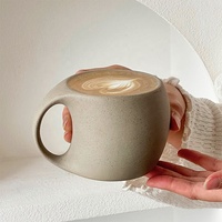 Tasses à café en céramique grises personnalisées en gros avec logo, verres à expresso et à latte faits à la main, personnalisés