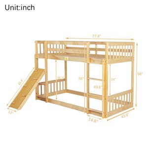 Cama litera infantil de madera maciza con tobogán y función de escalada color trigo N051 Muebles de dormitorio para niños - Product Image 4
