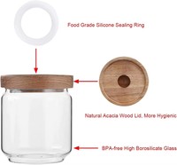 Bocaux en verre borosilicate hermétiques avec couvercles en bois décoratifs - Passe au micro-ondes et au lave-vaisselle pour le stockage des aliments