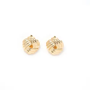 Designed alloy textured fashion earrings classic knot clip on earrings