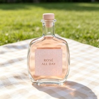 Bouteille en verre givré transparente de 750 ml, personnalisée en usine, de qualité alimentaire, vide, recyclable, avec étiquette, pour gin, tequila, whisky, liqueur