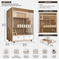 Rumah Kucing Kayu Indoor dengan Toilet, Kabinet Kucing Kayu Solid untuk Semua Musim