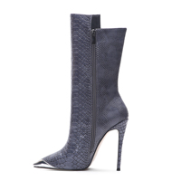 Chengdu fait à la main femmes talons hauts large mollet PU serpent supérieur dames bottes d'hiver chaussures