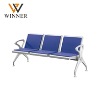 Chaise d'attente pour aéroport, banque, clinique, design moderne, mousse PU injectée, sièges 3 places en aluminium, sièges tandem pour terminal public