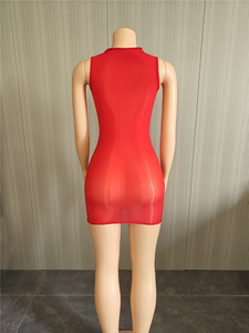 Abito Mini Bodycon Elasticizzato Trasparente Lucido Senza Maniche per Feste e Club - Collezione 2026 Hot Sexy - Product Image 5
