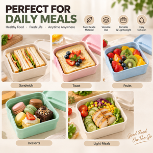 Food Grade Sandwich <b>Lunch</b> <b>Box</b> Portable Square Meal Container <b>Stackable</b> Lightweight Easy Clean for Office School - Product Image 6