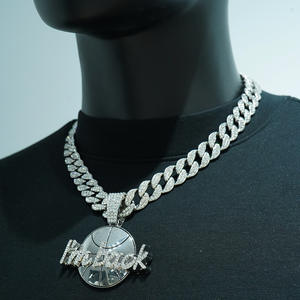 <span class=keywords><strong>Sono</strong></span> <span class=keywords><strong>tornato</strong></span> collana con ciondolo da basket a catena completa con placcatura in oro alla moda catene in lega di zinco per uomo e donna regalo buddista - Product Image 6