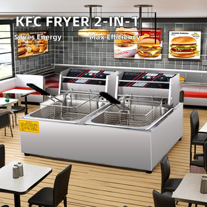 Friteuse électrique commerciale grande capacité avec deux bacs, équipement de cuisine en acier inoxydable - Product Image 3