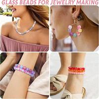 1700 pièces de perles en verre de 8 mm, 48 couleurs, jolies perles en verre scintillantes, kits de fabrication de bijoux DIY, bracelets pour adultes et enfants, jouets de fabrication de bijoux