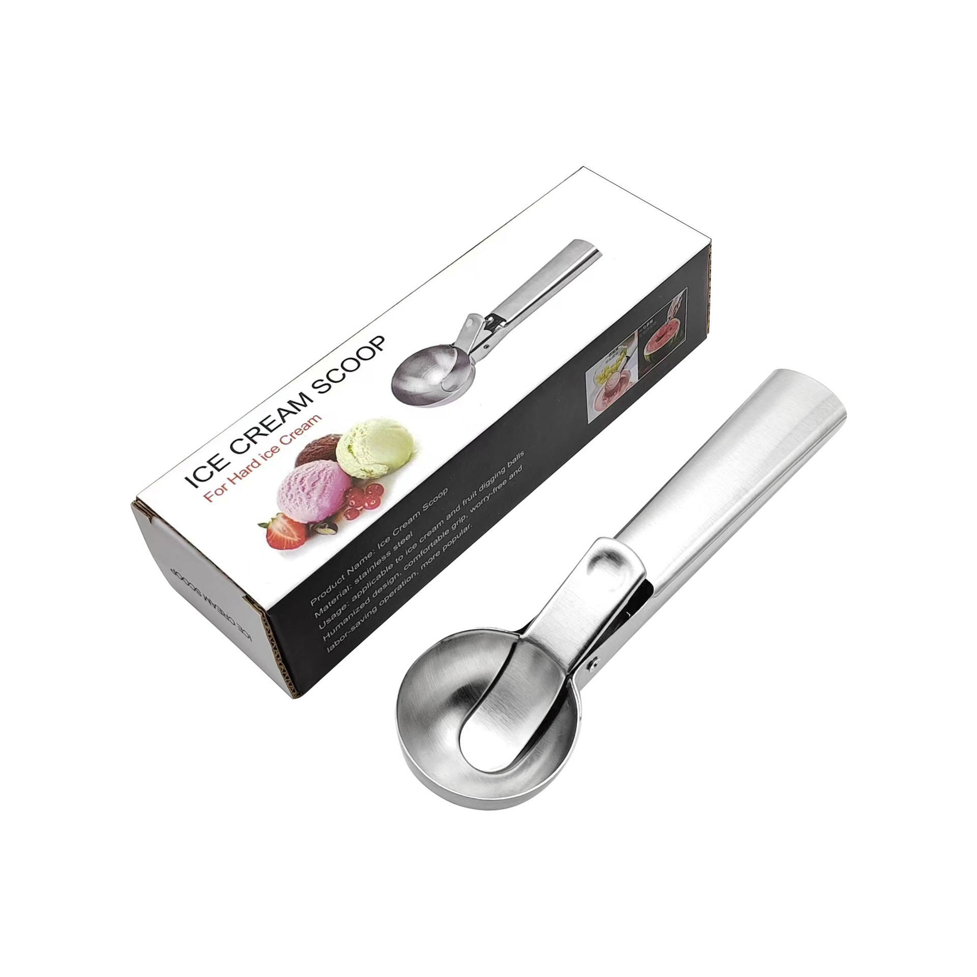 silver small ice cream spoon colorful box