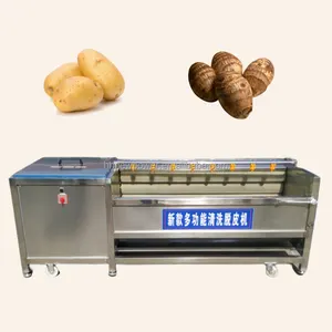 kommerzielle Obst Gemüse Reinigungsmaschine Kartoffel Ingwer Karotte Zwiebel Meeresfrüchte Rolle Bürste Reinigung Waschen Schälmaschine
