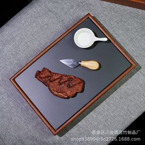 Plateau en bois d'ébène, style rock, style japonais, pour présentation créative de steaks et de barbecues, et pour hot pot commercial personnalisé. - Product Image 2