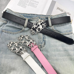 <span class=keywords><strong>Cintura</strong></span> di Design a Forma di Lettera Personalizzata in 3 Colori con Fibbia Argentata, <span class=keywords><strong>Cintura</strong></span> Fashion in Pelle PU con Fibbia Resistente in Lega <span class=keywords><strong>per</strong></span> Jeans e Vestiti - Product Image 2