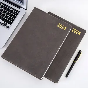 Op Maat Gemaakte Gouden Hot Stamping Hoes 2024 Elastische Band Pu Lederen Hardcover Agenda Planner Journal Notebook