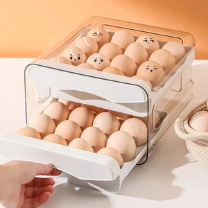 1pcs Refrigerator <b>egg</b> <b>storage</b> box drawer type crisper kitchen <b>egg</b> carton tray can be stacked double-layer <b>egg</b> shelf - Product Image 3