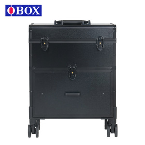 Maleta con Ruedas Obox para Salón de Belleza, Aleación de Aluminio Negra, con Ruedas Universales, Resistente, Duradera, Caja de Almacenamiento Profesional para Maquillaje - Product Image 1