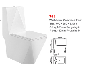 Inodoro Moderno de Una Pieza con Doble Descarga, Cerámico, con Sifón <span class=keywords><strong>en</strong></span> P, Fácil de Limpiar, con Pedestal y Lavabo, Precio de Fábrica al <span class=keywords><strong>Por</strong></span> Mayor - Product Image 2