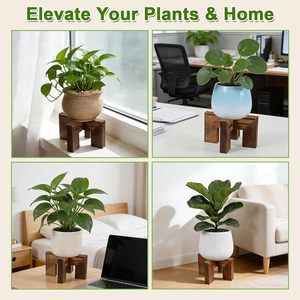 Soporte <span class=keywords><strong>de</strong></span> Madera para Plantas <span class=keywords><strong>de</strong></span> Interior y Exterior, Soporte Resistente para <span class=keywords><strong>Macetas</strong></span>, Soporte Individual para <span class=keywords><strong>Macetas</strong></span> <span class=keywords><strong>de</strong></span> <span class=keywords><strong>Piso</strong></span> (Compatible con <span class=keywords><strong>Macetas</strong></span> <span class=keywords><strong>de</strong></span> 2.5 a 6 Pulgadas) - Product Image 4