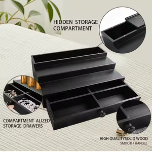 女性用3層ケルン香水ディスプレイスタンドシェルフ、隠しコンパートメントと引き出し付き木製デスクオーガナイザー家庭用 - Product Image 2