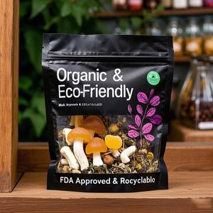 Bolsa de pie con cierre de cremallera de plástico Mylar 3,5 personalizada a prueba de olores para embalaje de goma de setas para alimentos con orificio para colgar - Product Image 6