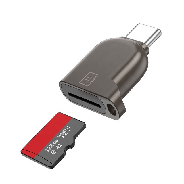 USB-C 2.0 TF Card Reader Mini Adapter with External Installation Zinc Alloy up to 480Mbps