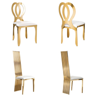 Chaises de salle à manger modernes de luxe avec pieds en acier inoxydable et dossier annulaire, rembourrées et capitonnées, vente en gros directe d'usine OEM Chine