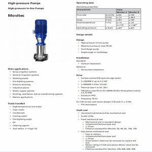 ปั๊มเพิ่มแรงดัน Movitec VSF 90/6-2B สแตนเลสสตีล แบบต่อตรงแนวตั้ง ปั๊มแรงเหวี่ยงหลายระดับแรงดันสูง - Product Image 5